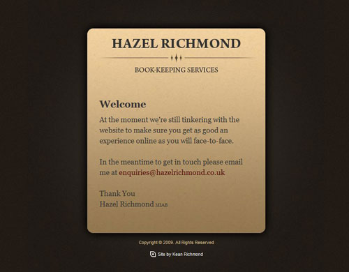 Hazel Richmond Holding Page